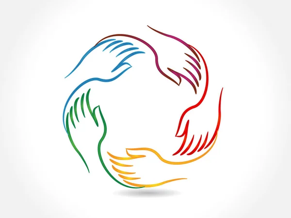 Λογότυπο Χέρια Ομαδική Εργασία Επιχείρηση Πέντε Άτομα Εθελοντική Συνεργασία Φιλανθρωπικές — Διανυσματικό Αρχείο