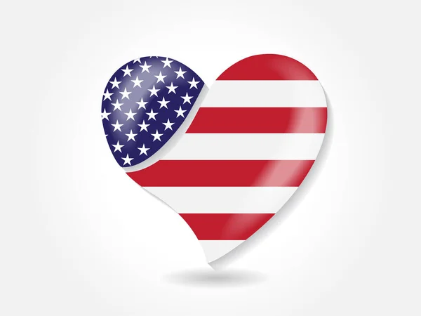 American Flag Usa Love Heart Shape Logo Vector Web Image — Stock vektor