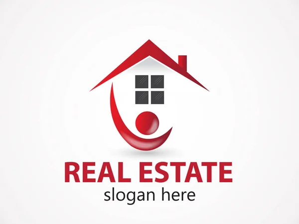 Real Estate House People Figure Realtor Logo Icon Vector Image — Stock Vector