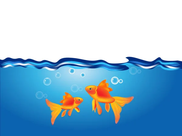 Aquarium Fish Tank Sea Ocean Beach Marine Life Couple Goldfish — Stock Vector