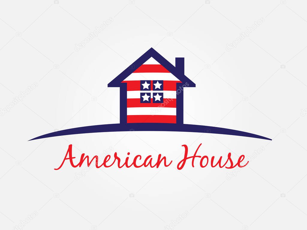 American house USA flag brand icon identity id card business icon clipart logo vector web image graphic illustration 