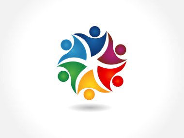 Logo takım çalışması birliği iş adamları renkli simge logotype vektör web resmi tasarımı