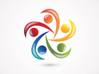Logo takım çalışması birliği iş adamları renkli simge logotype vektör web resmi tasarımı