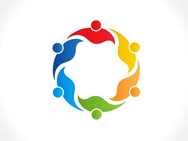 Командное Единство Деловых Людей Красочный Логотип Векторный Дизайн Веб Изображений — стоковый вектор