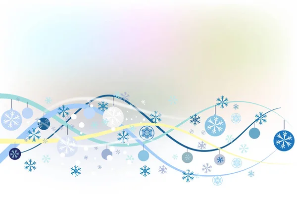 Navidad Copos Nieve Olas Azules Tarjetas Felicitaciones Imagen Vector Diseño — Vector de stock