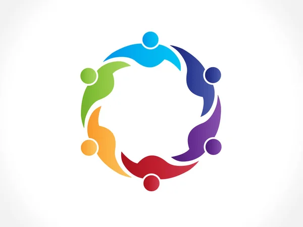 ロゴのチームワーク団結ビジネスの人々カラフルなアイコンのロゴタイプのウェブ画像のデザイン — ストックベクタ