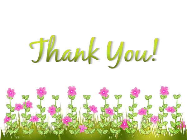 Thank You Pink Flowers Greetings Card Vector Image Background Template — Stock Vector