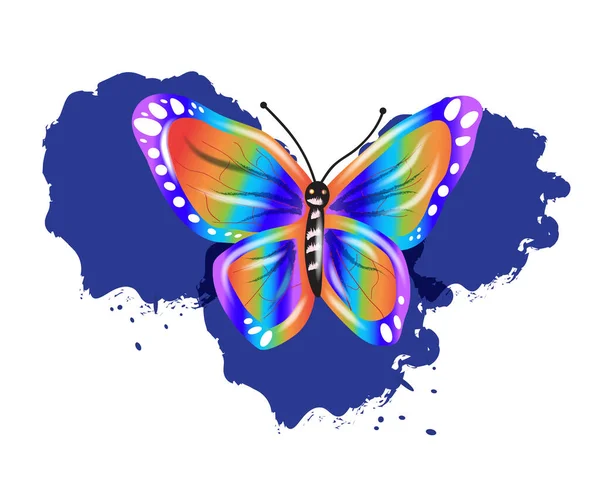 Immagine Vettoriale Del Logo Dell Insetto Colore Arcobaleno Della Farfalla — Vettoriale Stock