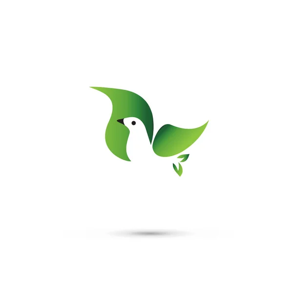 ロゴ鳥鳩の葉平和アイコンの飛行シンボルベクトルウェブ画像デザインテンプレート — ストックベクタ