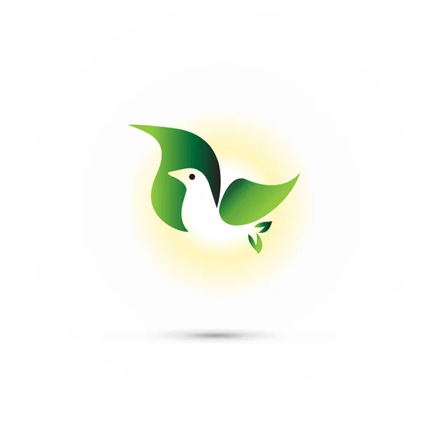 Logo Vogel Blatt Fliegendes Symbol Des Friedens Symbol Vektor Web — Stockvektor