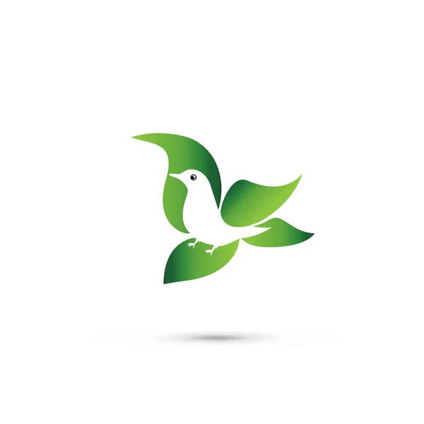 Logo Vogel Blatt Fliegendes Symbol Des Friedens Symbol Vektor Web — Stockvektor