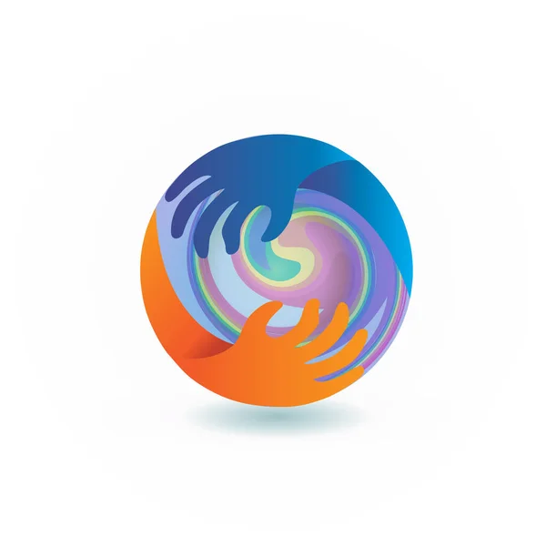 Manos Sosteniendo Una Esfera Icono Logo Imagen Web Vector — Vector de stock