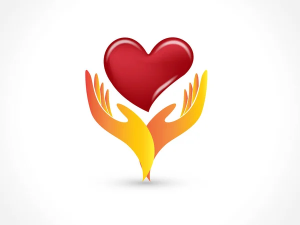 Mãos Segurando Coração Amor Caridade Voluntário Conceito Ícone Logotipo Vetor — Vetor de Stock