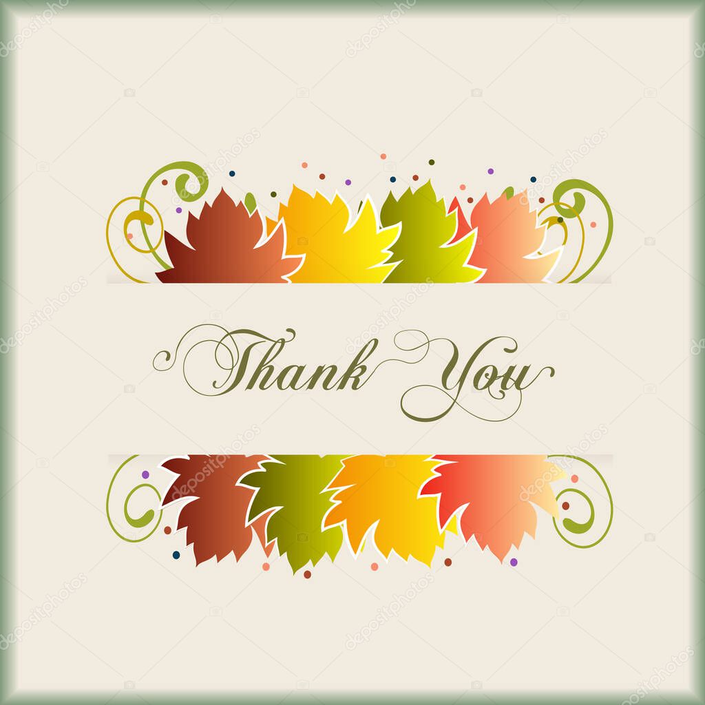 Autumn colorful fall leaves colorful season thank you greetings card holidays celebrations welcome fall vector image background web render template