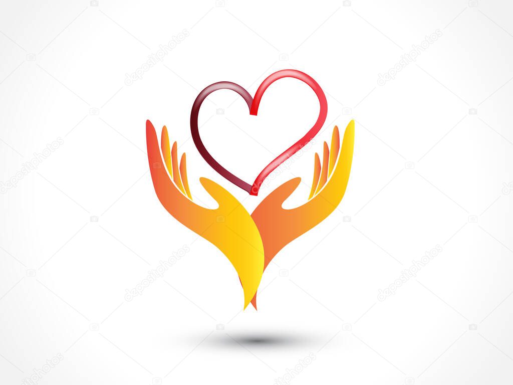 Hands holding a love heart charity volunteer concept icon logo vector web image