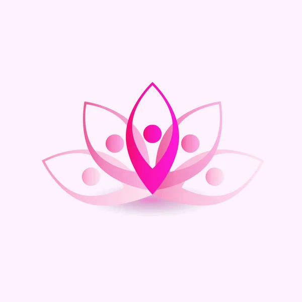 Logo Beautiful Lotus Flower Yoga Man Team Pink Symbol Icon — Vector de stock