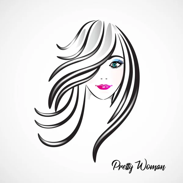 Piękna Kobieta Dziewczyna Salon Piękności Kosmetyki Przemysł Logo Ikona Wektor — Wektor stockowy