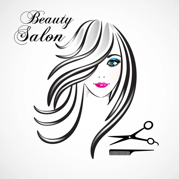 Hermosa Mujer Chica Salón Belleza Cosméticos Industria Logotipo Icono Vector — Vector de stock