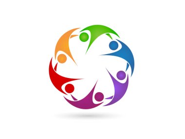 Logo takım çalışması birliği iş adamları kimlik kartı renkli simge logotype şekil vektörü web resim tasarımı