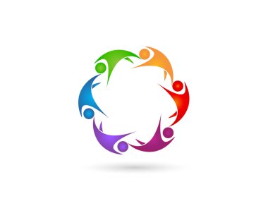 Logo takım çalışması birliği iş adamları kimlik kartı renkli simge vektör web resmi tasarımı