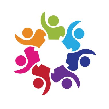 Logo takım çalışması birliği iş adamları marka kimlik kartı renkli simge logotype vektör web resim tasarımı