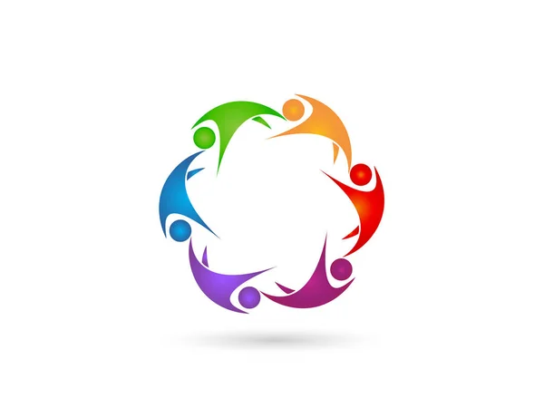 Logo Teamarbeit Einheit Geschäftsleute Identitätskarte Bunt Symbol Logo Vektor Web — Stockvektor