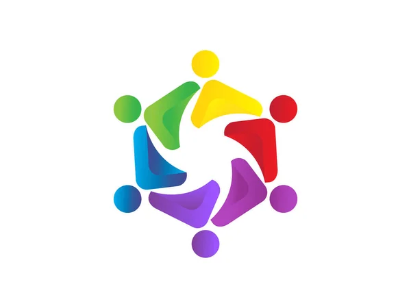 Логотип Командна Робота Єдність Бізнес Люди Ідентифікаційна Ідентифікаційна Картка Барвистий — стоковий вектор