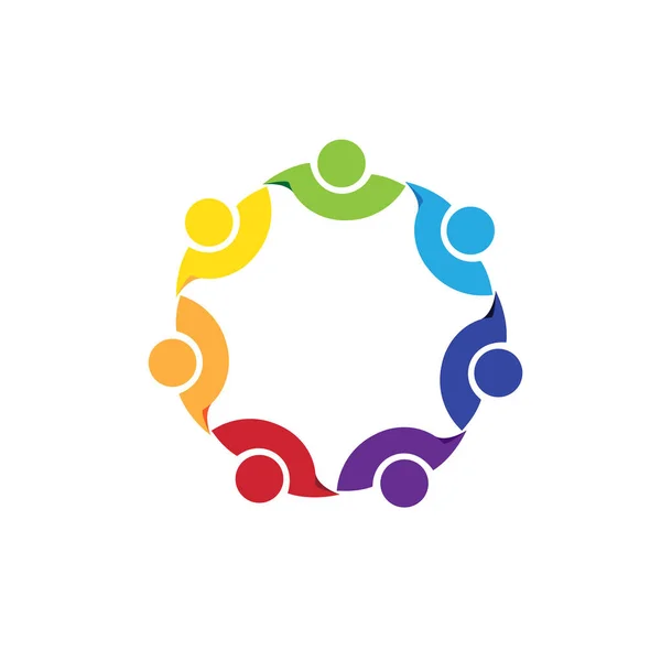Logo Týmová Práce Jednota Business Lidé Identifikační Průkaz Barevné Ikony — Stockový vektor