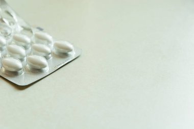 Beyaz hap paketi, metin için yer, kapat