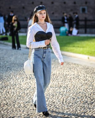 MILAN, Italy- September 23 2020: Women on the street in Milan.