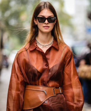 MILAN, Italy- September 24 2020: Jacqueline Zelwis on the street in Milan.