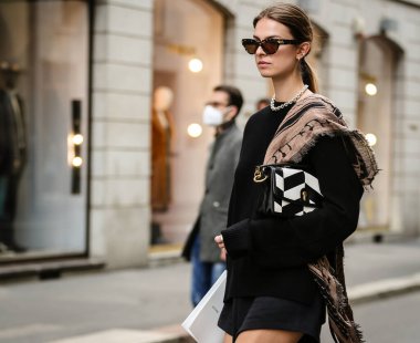 MILAN, Italy- September 26 2020: Jacqueline Zelwis on the street in Milan.