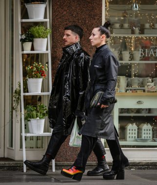 MILAN, Italy- September 26 2020: Couple on the street in Milan.