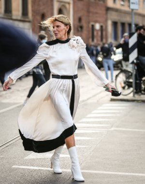 MILAN, Italy- September 26 2020: Anna Dello Russo on the street in Milan.