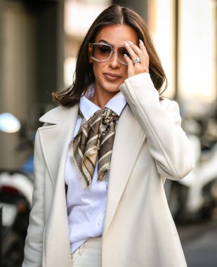 MILAN, Italy- September 27 2020: Christina Sikalias on the street in Milan.