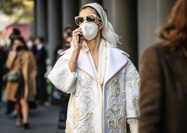 MILAN, Italy- September 27 2020: Natia Fridland on the street in Milan.