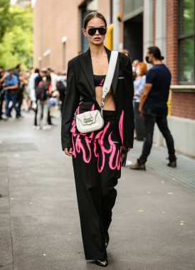 MILAN, Italy- September 22 2021: Women on the street in Milan.