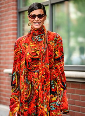 MILAN, Italy- September 22 2021: Rym Saidi on the street in Milan.