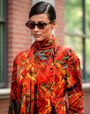 MILAN, Italy- September 22 2021: Rym Saidi on the street in Milan.