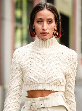 MILAN, Italy- September 22 2021: Alexandra Guerain on the street in Milan.