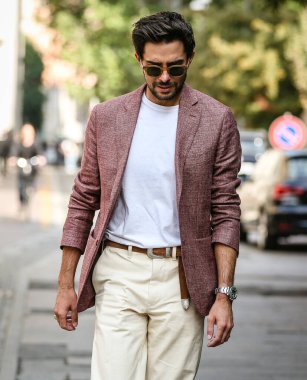 MILAN, Italy- September 22 2021: Federico Avanzini on the street in Milan.