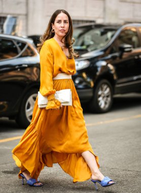 MILAN, Italy- September 22 2021: Idalia Salsamendi on the street in Milan.
