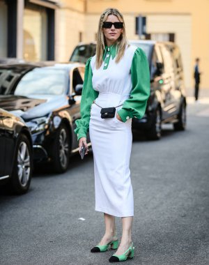 MILAN, Italy- September 22 2021: Natalia Verza on the street in Milan.