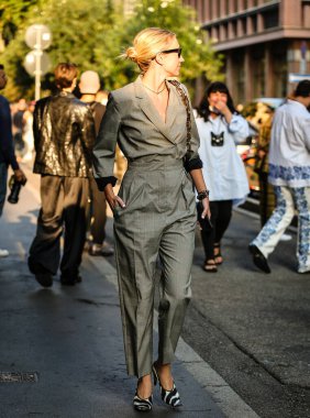 MILAN, Italy- September 22 2021: Lisa Aiken on the street in Milan.