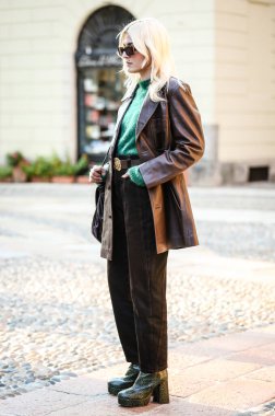 MILAN, Italy- September 22 2021: Eleonora Carisi on the street in Milan.
