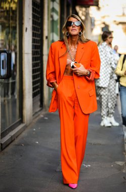 MILAN, Italy- September 23 2021: Anna Dello Russo on the street in Milan.