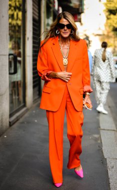 MILAN, Italy- September 23 2021: Anna Dello Russo on the street in Milan.