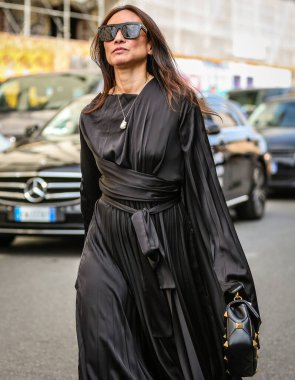 MILAN, Italy- September 23 2021: Elizabeth von der Glotz on the street in Milan.