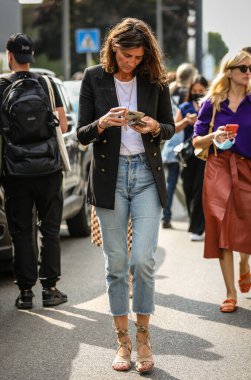 MILAN, Italy- September 23 2021: Women on the street in Milan.