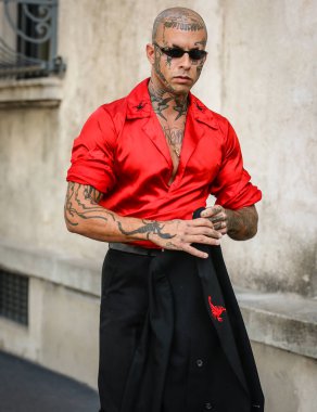 MILAN, Italy- September 24 2021: Men on the street in Milan.